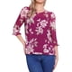 thumbnail image 1 of INSPIRE CHIC Camisas de Mujer de Manga 3/4 Blusas de Chifón Floral Rojo Rosa S, 1 of 6