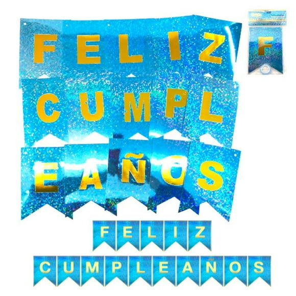 Banderín feliz cumpleaños azul
