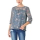 thumbnail image 1 of INSPIRE CHIC Camisas de Mujer de Manga 3/4 Blusas de Chifón Floral Gris Azul-Blanco Floral S, 1 of 7