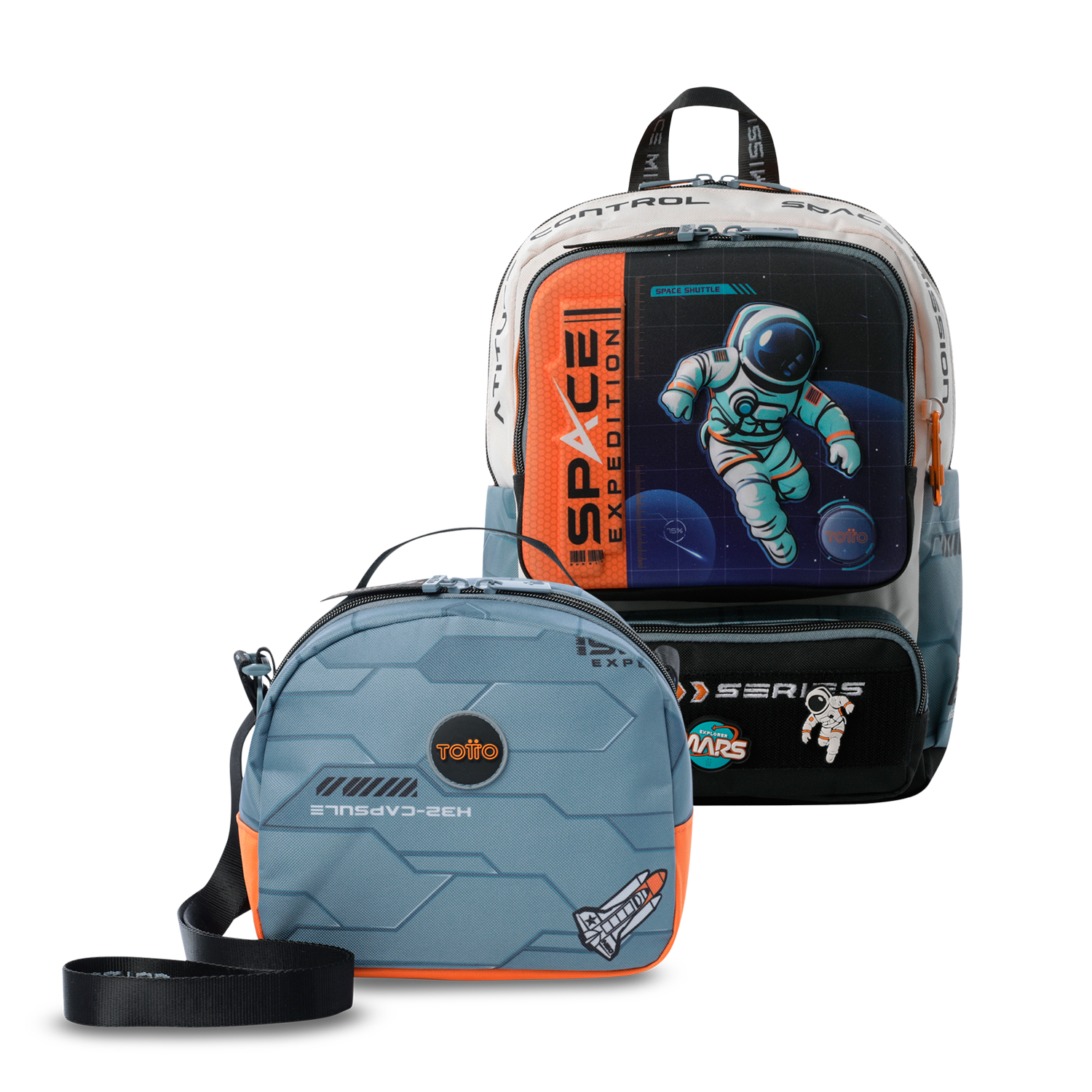 Pack Escolar Mochila Gris Pequeña Gemini + Lonchera Totto