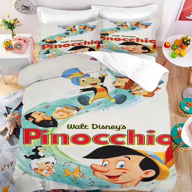 x694 Bed SheetsNew Pinocchio Cartoon Duvet Cover Polyester/Cotton Comfort Bedding Set Digital Printing Set Teenagers Gifts 3-Piece Bedding Set (1 Duvet Cover + 2 Pillow Shams) nj694