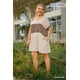 thumbnail image 1 of Vestido de Mezcla de Lino con Cuello en V, Estampado Animal, Mangas Cortas Dobladas y Bolsillos, con Bloques de Color, 1 of 5