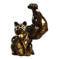Magideal - Lucky Escultura, Estatua Feng Shui Hogar Oficina Escritorio Resina Artesanía Bienvenida Dinero Gato Para Escritorio Adorno Exhibición , Cambio De Color A La Izquierda A-Café Izquierdo