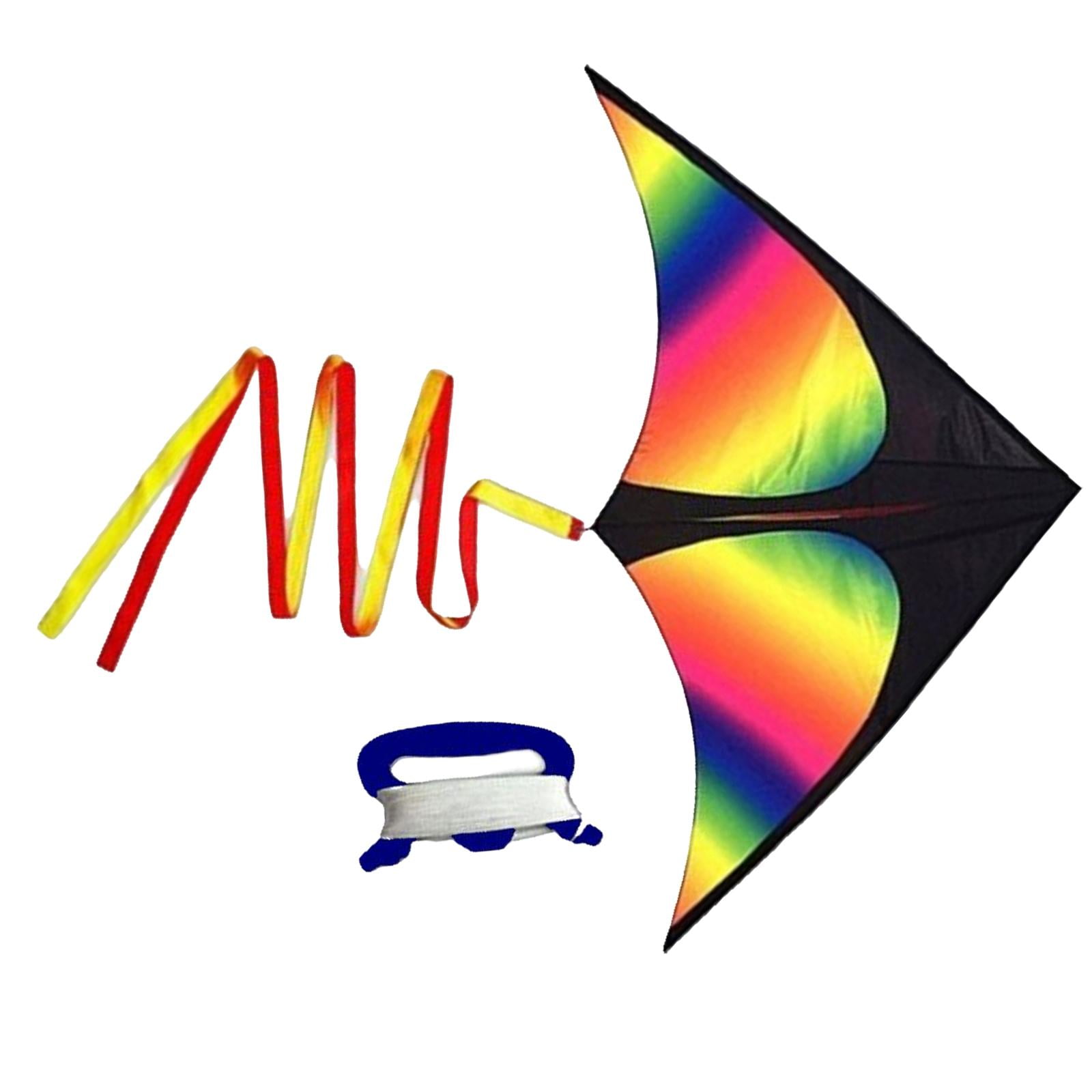 Magideal - Giant Delta Kite Fly Kite Triangle Kite Línea Inconfundible Con Cuerda Manga Con Cola Fácil De Volar Vivo Para Ejercicio Playa Juguete Juegos Para