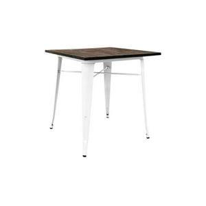Tolix - Mesa Comedor / Base De Madera/ Blanca/ 80X80X75 Cm