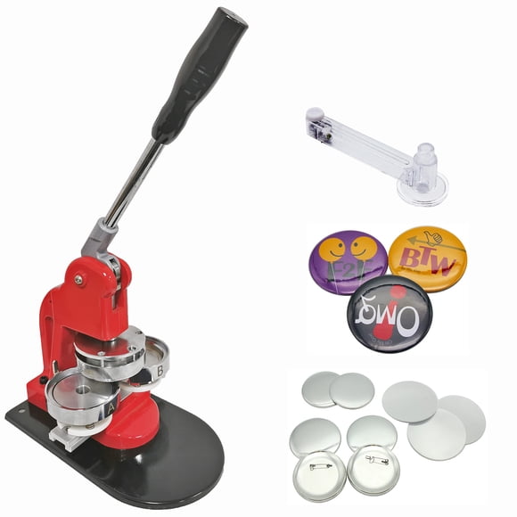 Kit Chibuttons Máquina para Hacer Chapas de 75mm (3") - Maker-1 + Moldes Redondos de 75mm + Cortador Circular Ajustable + 100 Componentes para Chapas con Alfiler