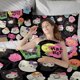 thumbnail image 5 of Halloween Hello_Kitty_ Quilt Set FullSoft Lightweight Quilts Quilted Bedspreads3 Pieces Set Queen SizeColorful Cartoon Print All Season 173*218CM, 5 of 5