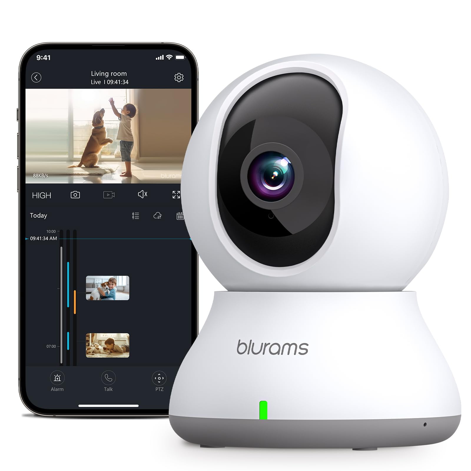 Cámara De Seguridad Blurams 2k Indoor 360° Con Seguimiento De Movimiento
