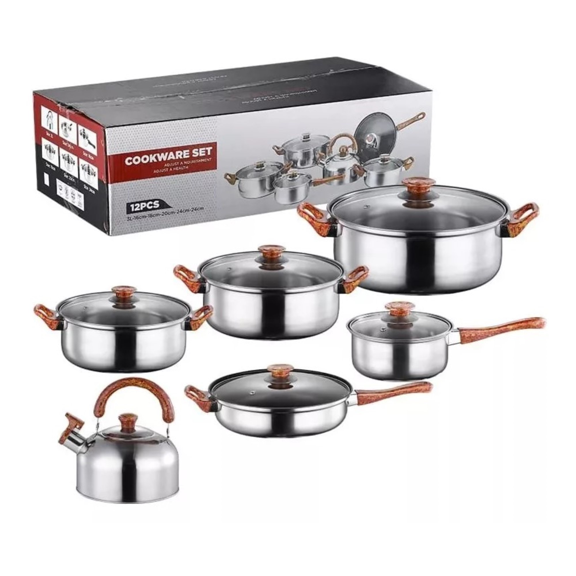 Citohome - Set De Ollas De Acero Inoxidable - 12 Piezas "" Cocina De Calidad Superior""