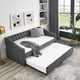 thumbnail image 1 of Twin Size Daybed with Twin Size Trundle Upholstered Tufted Sofa Bed, with Button on Back and Copper Nail on Waved Shape Arms, Grey (80.5"x41"x30.5"), 1 of 3