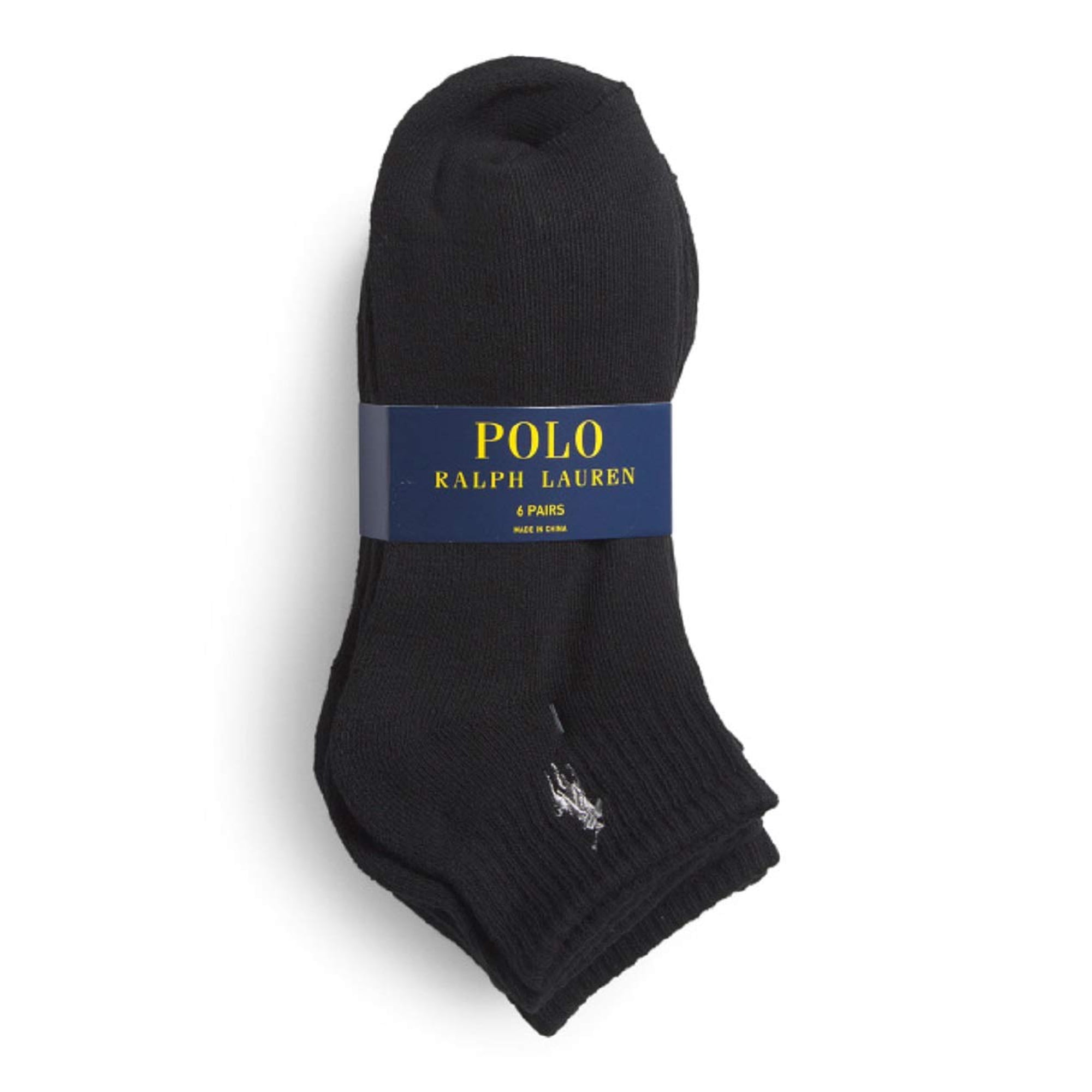 Calcetines Polo Ralph Lauren Para Hombre, Paquete De 6 Cuartos, Tallas 6-12 (negros)