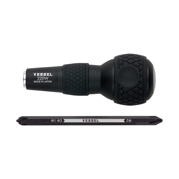 Juego de destornilladores Vessel 220W con mango tipo bola y puntas hexagonales de 1/4"