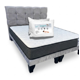 thumbnail image 1 of Cama Dos Plazas con Colchon + Pack de Almohadas Tapizado en Felpa Gris Claro, 1 of 6