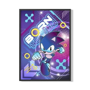 Creango - Cuadro Poster Enmarcado Sonic Decorativo