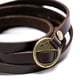 thumbnail image 3 of Pulsera unisex larga cuero liso marrón ajustable, 3 of 6