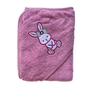 Pellitos - Toalla Bebé Algodón Con Capucha Conejo Rosa 80X80