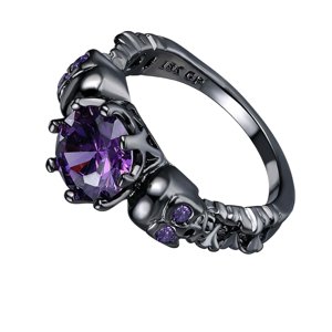 Ioensy - Anillo Gótico Black Trendy Hollowed Skull Para Halloween Cumpleaños Prom Xl