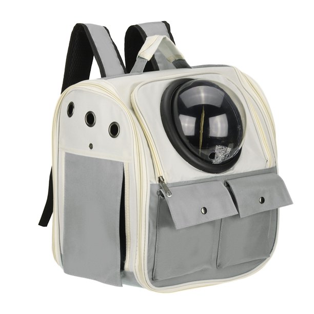 Uxcell 1Pcs 14.17" Mochila para Mascotas Ventilada de Tela Oxford para Perros Gatos Animales Pequeños 13.39" Gris Diseñada para Senderismo Camping