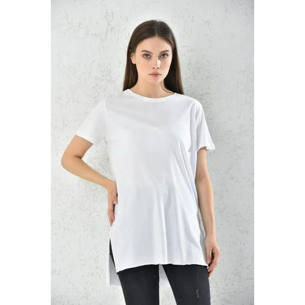 Polera Mujer Blanco Manga Corta Talla L