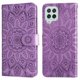 thumbnail image 1 of Funda tipo cartera FOXDOCK para Samsung Galaxy M32 4G , diseño girasol en relieve, cuero PU, cierre magnético, soporte y tarjetero, 1 of 5