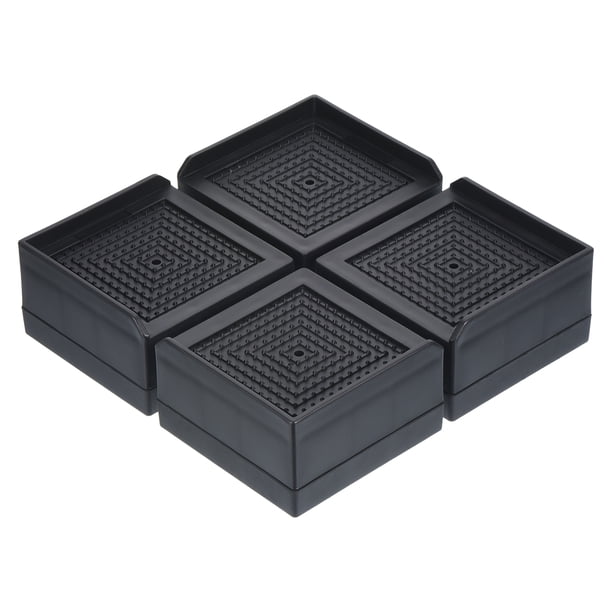 Uxcell Elevadores de Muebles de 1.5 Pulgadas Elevadores de Cama Cuadrados Ajustables Apilables para Sofá, Negro Paquete de 4