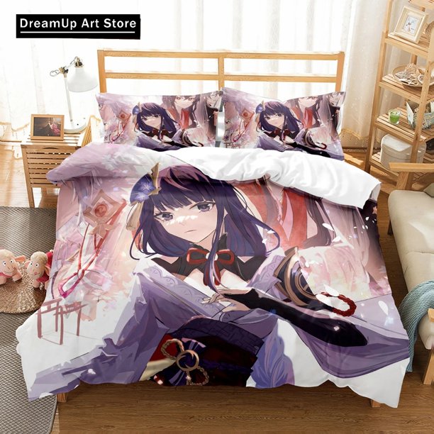 Genshin Impact Raiden Shogun Duvet Cover Bedding Set Bed Set Quilt Cover Boys Adult