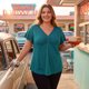 thumbnail image 4 of GRACE & GRANDEUR Blusa de Mujer Talla Grande con Botones Decorativos Cuello en V Mangas Volantes Blusas con Pliegues al Frente Elegantes y Casual 4X Verde Azulado, 4 of 7