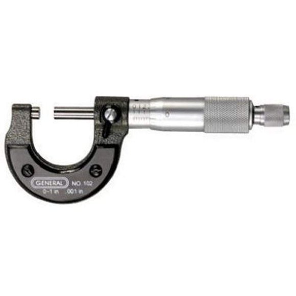 Micrómetro General Tools 102, 0-1 pulgadas, grado 0.001 pulgadas
