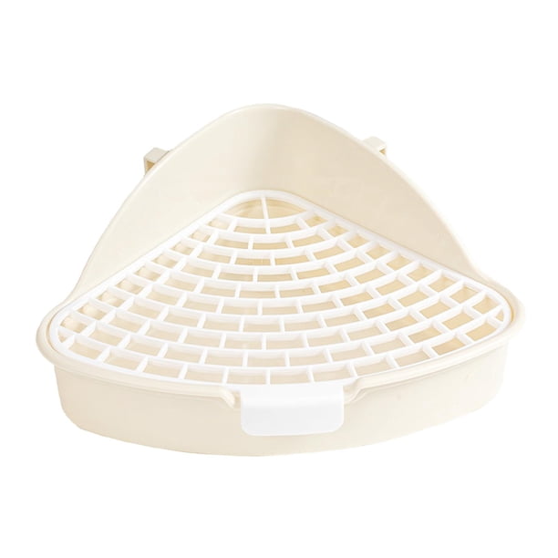 Bandeja de arena para conejos, orinal de Animal PEQUEÑO, entrenador, jaula antisalpicaduras, caja de cama para inodoro, fácil de limpiar para animales , Blanco