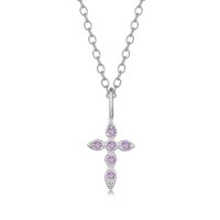 Collar Heshpaws Cruz S925 Con Piedras De Nacimiento Moradas