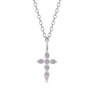 Collar Heshpaws Cruz S925 Con Piedras De Nacimiento Moradas