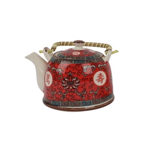 Homewell - Tetera Cerámica Con Infusor Filtro Roja 900Ml