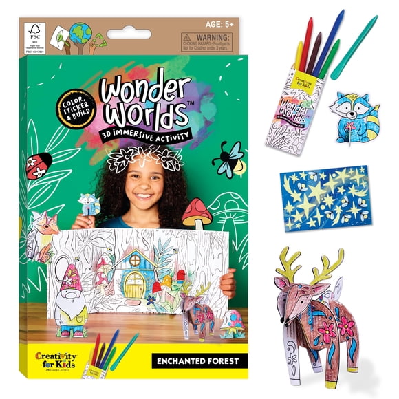 Kit de manualidades para colorear Creativity para niños Wonder Worlds 3D