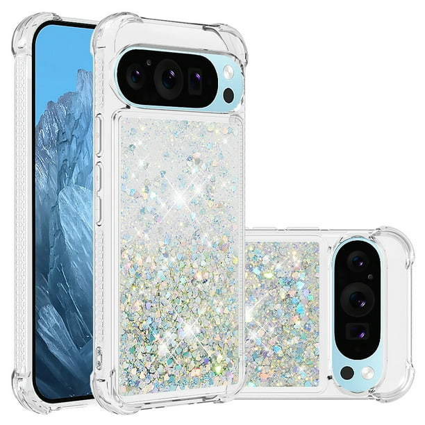 FOXDOCK Funda Glitter Líquida para Google Pixel 10 con Anillo Brillante, TPU Antichoques y Esquinas Reforzadas, Soporte