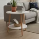 thumbnail image 2 of Mesa de Centro Nórdica de Dos Niveles con Efecto Mármol Blanco y Patas de Madera, 2 of 2