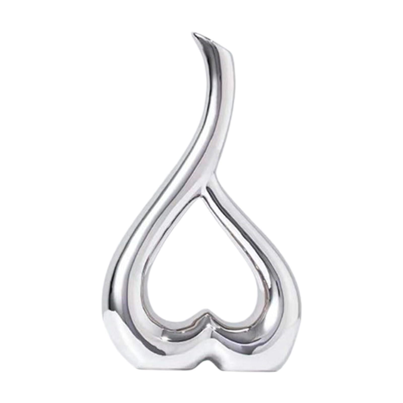 Magideal - Jarrón En Forma De Corazón, Estatua, Maceta, Mesa, Centro De Mesa, Escultura, Jarrón De Cerámica, Figurita, Florero De Cerámica Para El Escritorio Del Plata