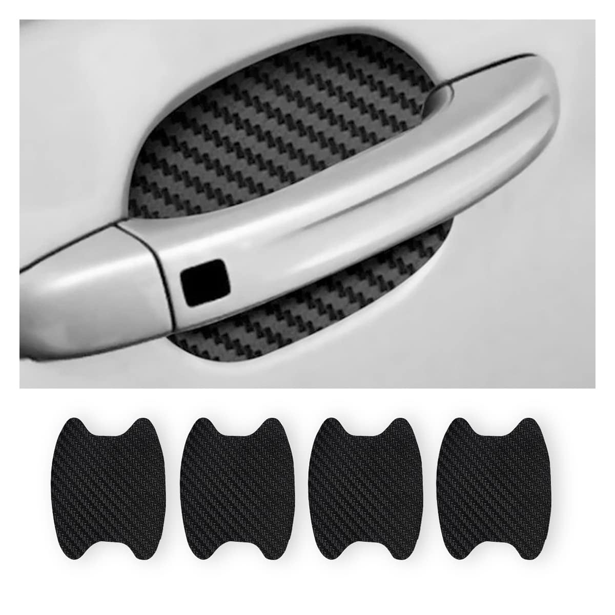 Blilo - Adhesivo Protector Para Puerta De Coche Fibra De Carbono Negro