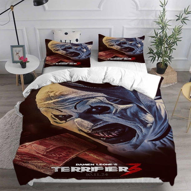 v2297 Bed Sheets Terrifier () Bedding Sets Bed Cover Comforter Duvet Cover Pillow Case - Pieces Sets Horror Christmas Decoration 3-Piece Bedding Set (1 Duvet Cover + 2 Pillow Shams) Bed Sheets ju2297