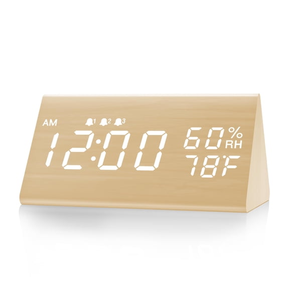 Despertador JALL digital de madera con pantalla LED electrónica de hora