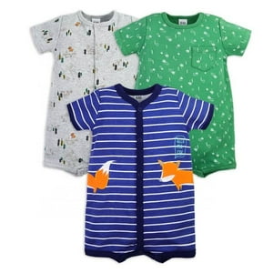 Babykids Divana - Set 3 Enteritos Abiertos - Niño 9M Azul, Verde Y Gris Zorrillo