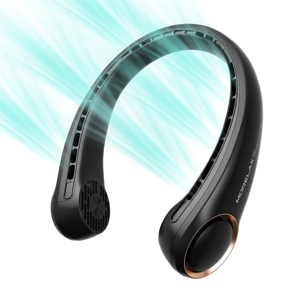 Ventilador de cuello Morelax recargable de 4000 mAh, 3 velocidades, color negro