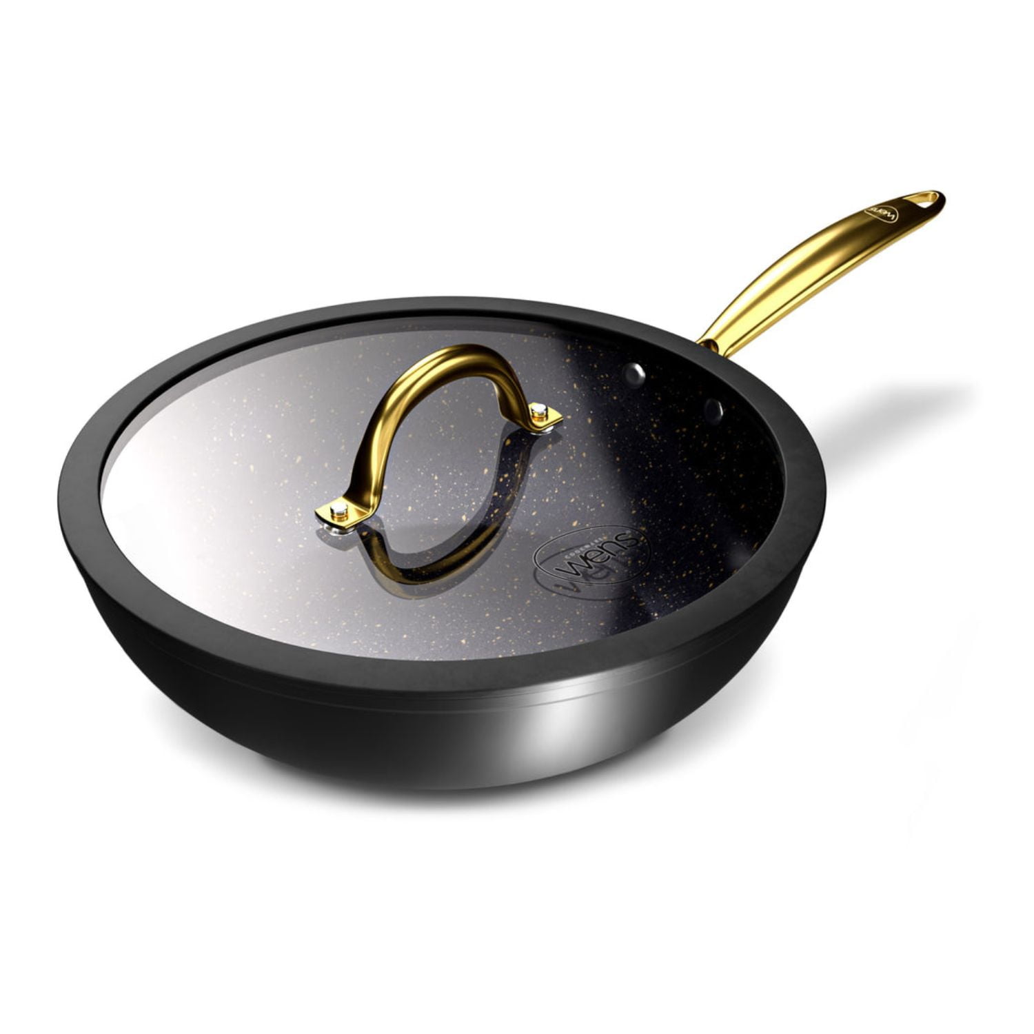 Wok Wens Golden Series 28cm Acero Inoxidable Tapa De Vidrio