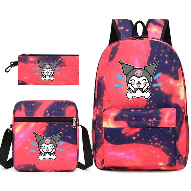 2024 New Starry Sky Style Cartoon Kuromi Pen Bag Backpack School Bag Single Shoulder Bag Three-piece Set