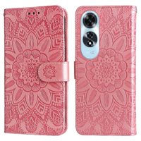 Funda Tipo Cartera Foxdock Para Oppo A60 4G , Diseño Girasol En Relieve, Cuero Pu, Cierre Magnético, Soporte Y Tarjetero