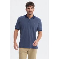 Fashionspark - Polera Hombre Pique Rayas Logo Azul Marino