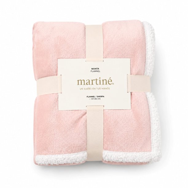 Manta Martiné Flannel Sherpa 127x152 cm Rosa claro