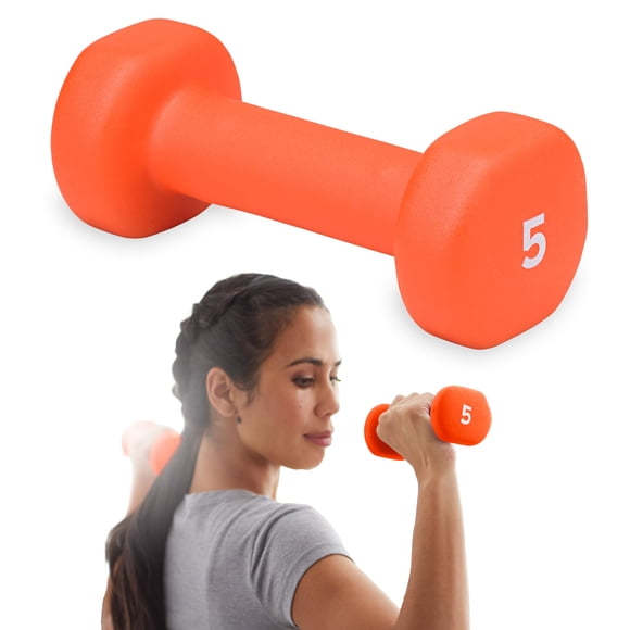 Mancuerna Gaiam recubierta de neopreno de 2.3 kg color naranja para gimnasio en casa