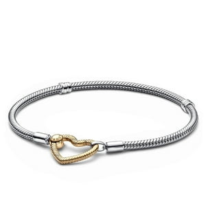 Pulsera Pandora Moments Cadena Serpiente Cierre Corazón Oro Y Plata 7.5 Inch