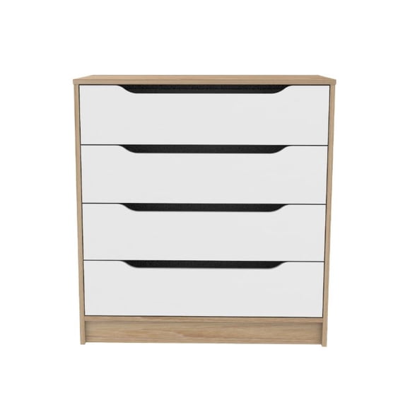 Cómoda 4 Cajones Melamina Olmo Blanco