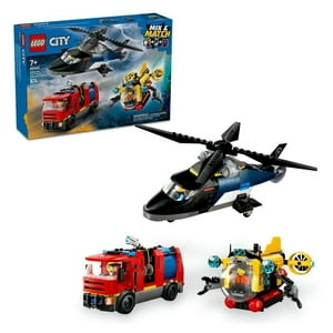 Set Lego City Remix: Helicóptero, Camión De Bomberos Y Submarino 60462